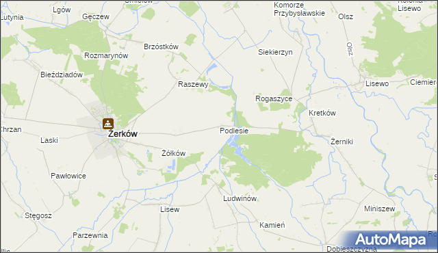 mapa Podlesie gmina Żerków, Podlesie gmina Żerków na mapie Targeo