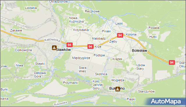 mapa Podlipie gmina Bolesław, Podlipie gmina Bolesław na mapie Targeo