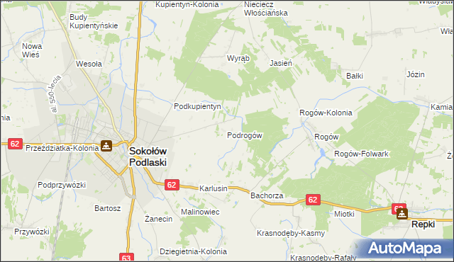 mapa Podrogów, Podrogów na mapie Targeo