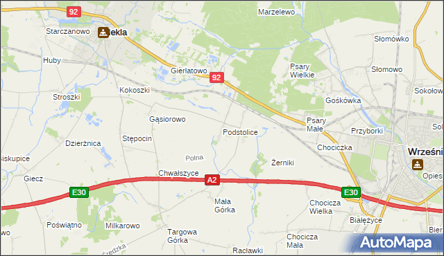 mapa Podstolice gmina Nekla, Podstolice gmina Nekla na mapie Targeo