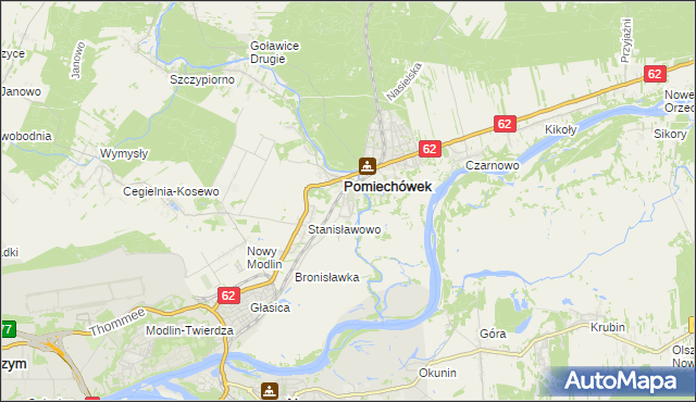 mapa Pomiechowo, Pomiechowo na mapie Targeo