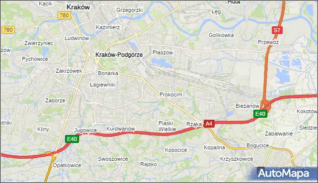 mapa Prokocim, Prokocim na mapie Targeo