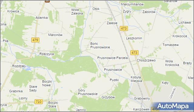 mapa Prusinowice-Parcela, Prusinowice-Parcela na mapie Targeo