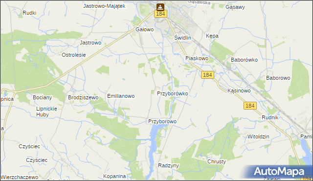 mapa Przyborówko, Przyborówko na mapie Targeo