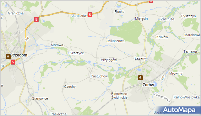 mapa Przyłęgów, Przyłęgów na mapie Targeo