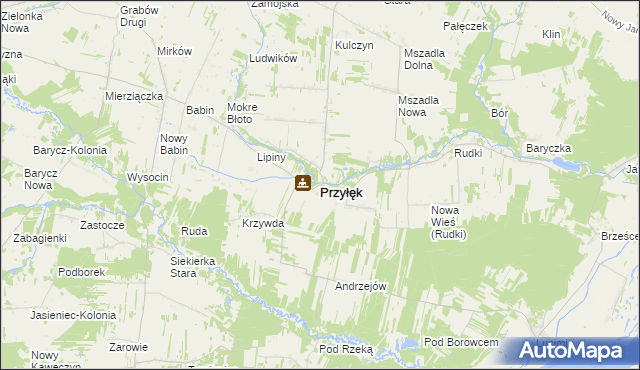 mapa Przyłęk powiat zwoleński, Przyłęk powiat zwoleński na mapie Targeo