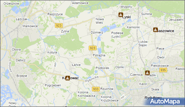 mapa Pstrążna, Pstrążna na mapie Targeo