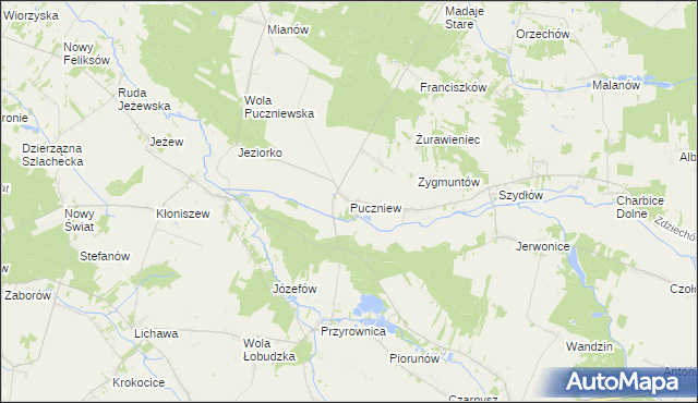 mapa Puczniew, Puczniew na mapie Targeo