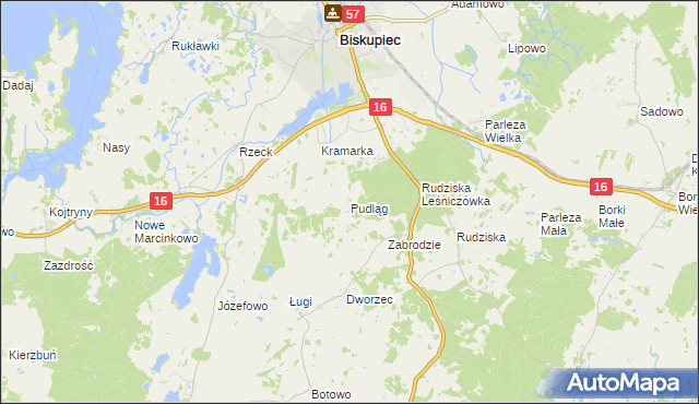 mapa Pudląg, Pudląg na mapie Targeo