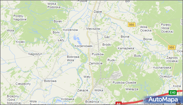 mapa Pustków gmina Dębica, Pustków gmina Dębica na mapie Targeo
