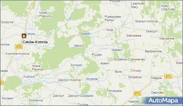 mapa Pyczek, Pyczek na mapie Targeo