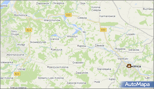 mapa Rąblów, Rąblów na mapie Targeo