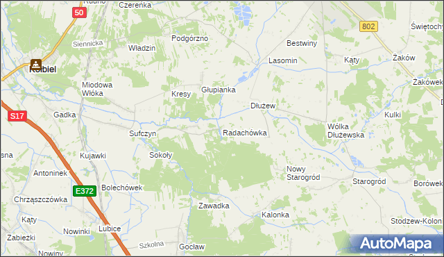 mapa Radachówka, Radachówka na mapie Targeo