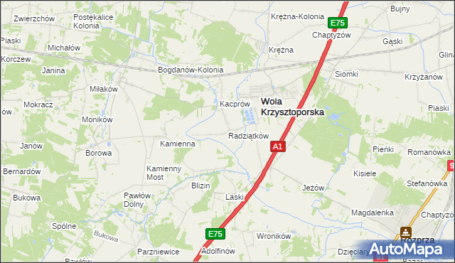 mapa Radziątków, Radziątków na mapie Targeo