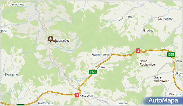 mapa Radzimowice gmina Bolków, Radzimowice gmina Bolków na mapie Targeo
