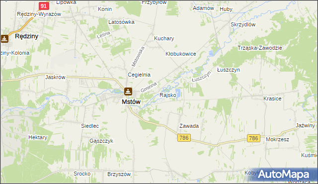 mapa Rajsko gmina Mstów, Rajsko gmina Mstów na mapie Targeo