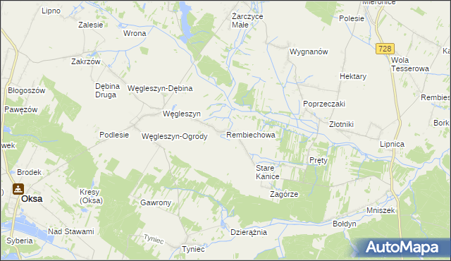 mapa Rembiechowa, Rembiechowa na mapie Targeo