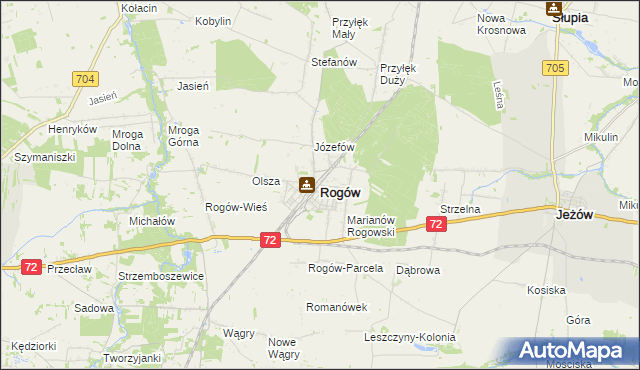 mapa Rogów powiat brzeziński, Rogów powiat brzeziński na mapie Targeo