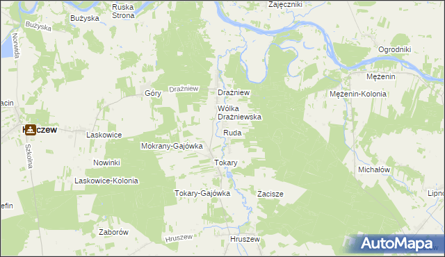 mapa Ruda gmina Korczew, Ruda gmina Korczew na mapie Targeo