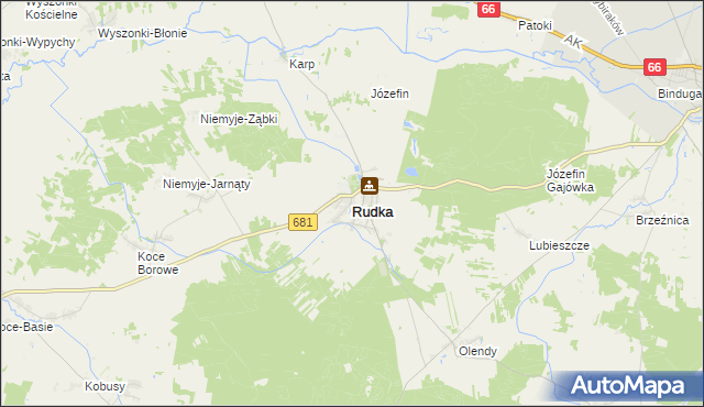 mapa Rudka powiat bielski, Rudka powiat bielski na mapie Targeo