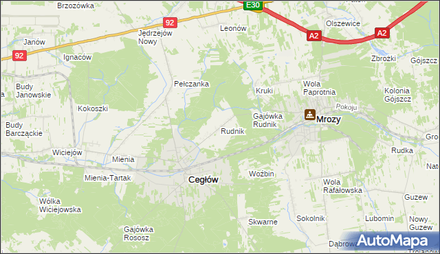 mapa Rudnik gmina Cegłów, Rudnik gmina Cegłów na mapie Targeo