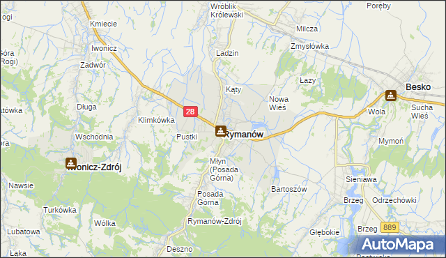 mapa Rymanów, Rymanów na mapie Targeo