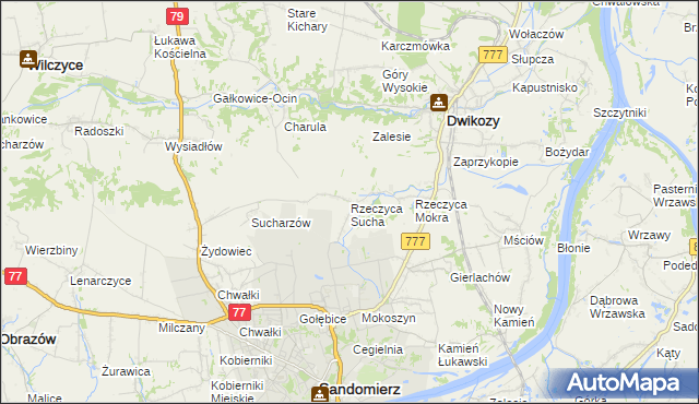 mapa Rzeczyca Sucha, Rzeczyca Sucha na mapie Targeo