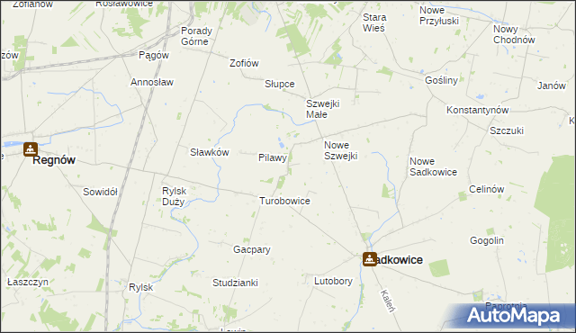 mapa Rzymiec gmina Sadkowice, Rzymiec gmina Sadkowice na mapie Targeo