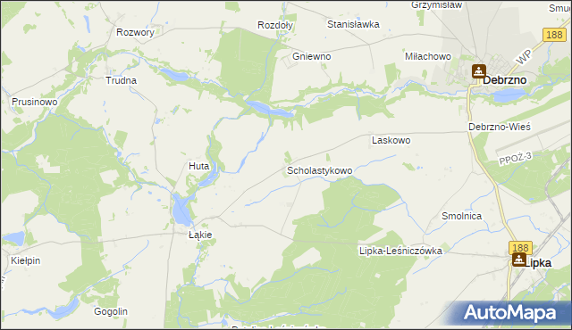 mapa Scholastykowo, Scholastykowo na mapie Targeo