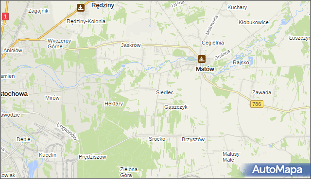 mapa Siedlec gmina Mstów, Siedlec gmina Mstów na mapie Targeo
