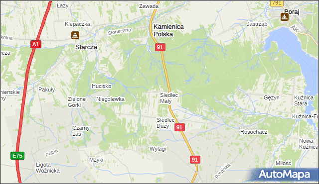 mapa Siedlec Mały, Siedlec Mały na mapie Targeo