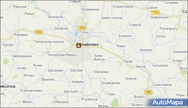 mapa Sielec Biskupi, Sielec Biskupi na mapie Targeo