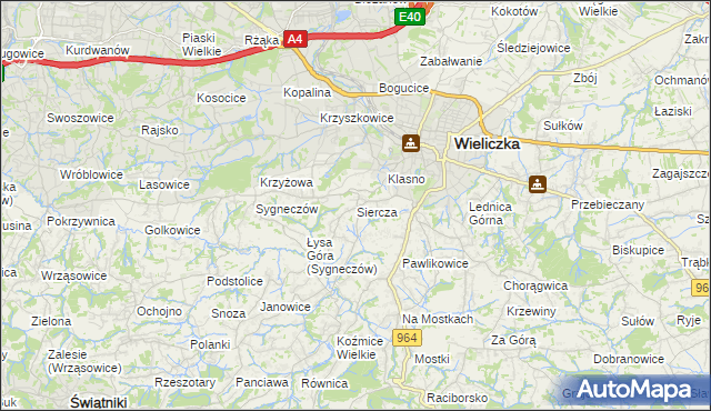 mapa Siercza, Siercza na mapie Targeo