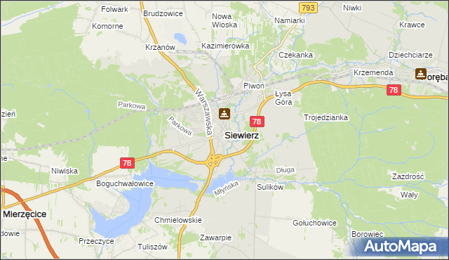 mapa Siewierz, Siewierz na mapie Targeo