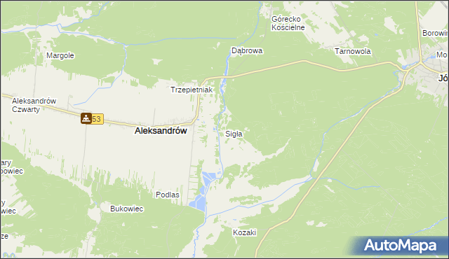mapa Sigła gmina Aleksandrów, Sigła gmina Aleksandrów na mapie Targeo