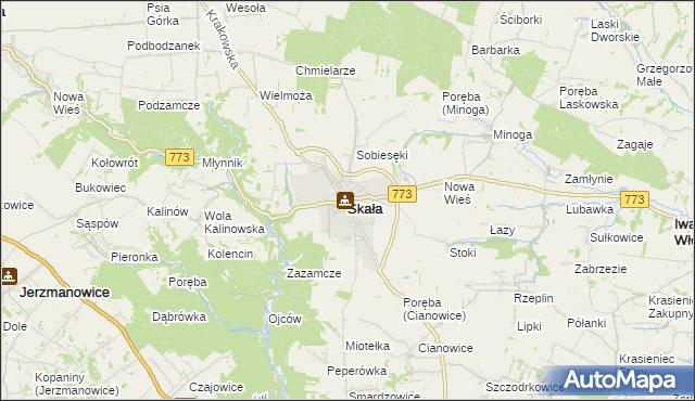 mapa Skała powiat krakowski, Skała powiat krakowski na mapie Targeo