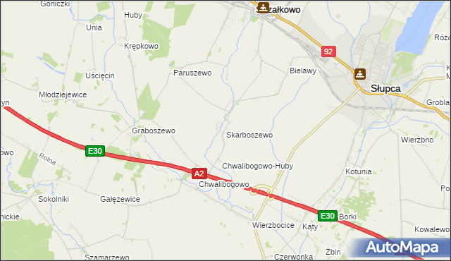 mapa Skarboszewo gmina Strzałkowo, Skarboszewo gmina Strzałkowo na mapie Targeo