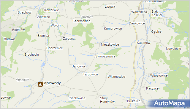 mapa Skoroszowice, Skoroszowice na mapie Targeo