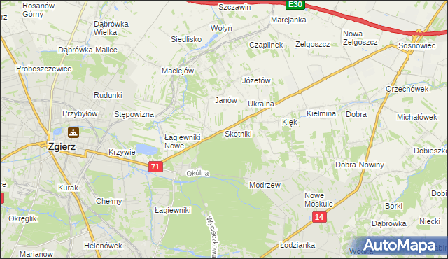 mapa Skotniki gmina Zgierz, Skotniki gmina Zgierz na mapie Targeo