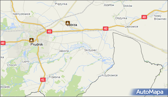 mapa Skrzypiec gmina Lubrza, Skrzypiec gmina Lubrza na mapie Targeo