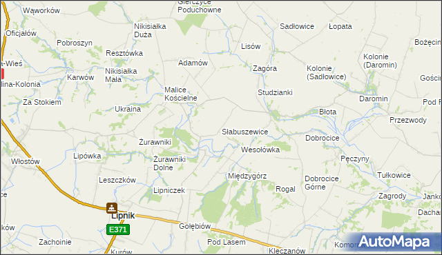 mapa Słabuszewice, Słabuszewice na mapie Targeo