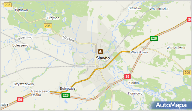 mapa Sławno, Sławno na mapie Targeo