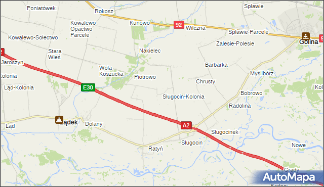 mapa Sługocin-Kolonia, Sługocin-Kolonia na mapie Targeo