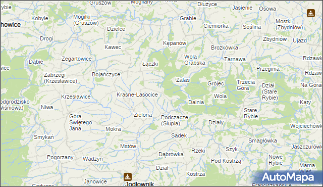 mapa Słupia gmina Jodłownik, Słupia gmina Jodłownik na mapie Targeo