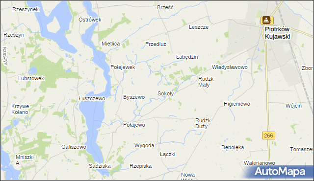 mapa Sokoły gmina Piotrków Kujawski, Sokoły gmina Piotrków Kujawski na mapie Targeo