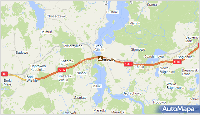 mapa Sorkwity, Sorkwity na mapie Targeo