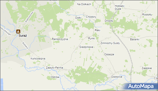 mapa Średzińskie, Średzińskie na mapie Targeo