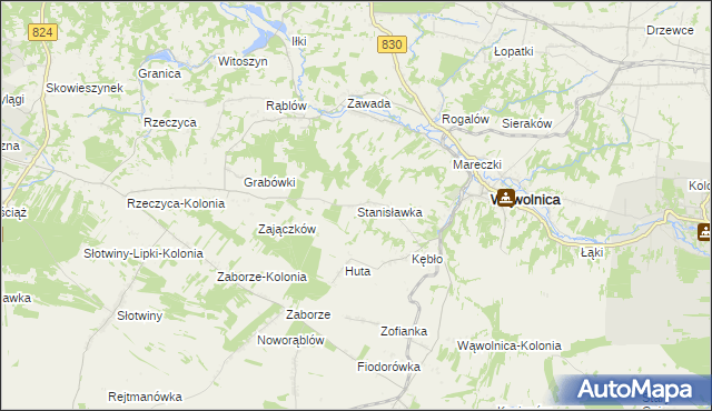 mapa Stanisławka gmina Wąwolnica, Stanisławka gmina Wąwolnica na mapie Targeo