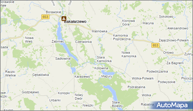 mapa Stara Kamionka gmina Bakałarzewo, Stara Kamionka gmina Bakałarzewo na mapie Targeo