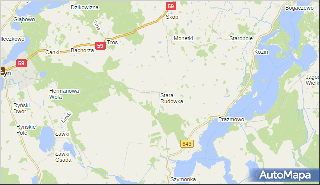 mapa Stara Rudówka, Stara Rudówka na mapie Targeo